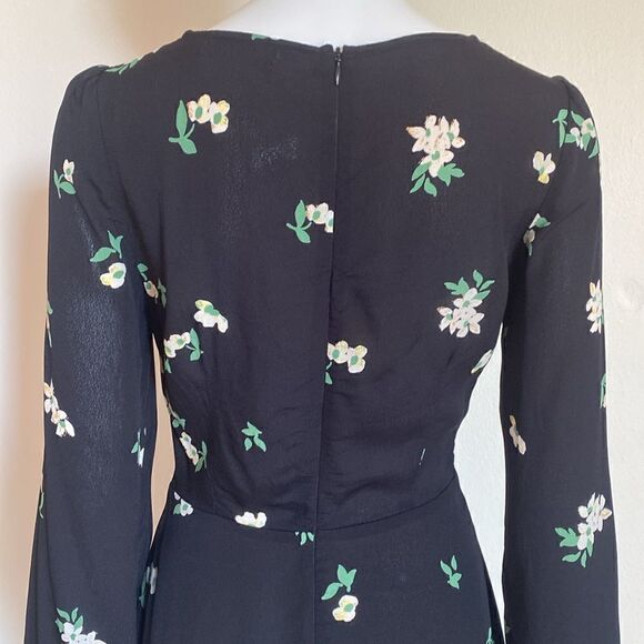 Flynn Skye Black Floral Long Sleeve Mini Dress Size Small - Picture 7 of 14